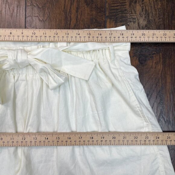 Ophelia Roe Paperbag Shorts 2X White Linen Blend Belted Women's - Picture 7 of 11